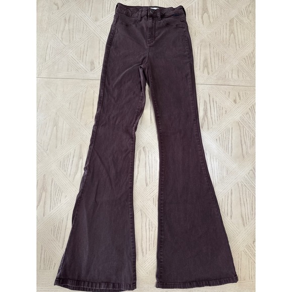 CELLO Womens Size 1 High Waist Flare Jeans Brown Denim Pants Y2K Style - Picture 1 of 10